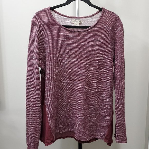 Lucky Brand Burgundy Knit/Woven Long Sleeve Tee - Picture 1 of 7